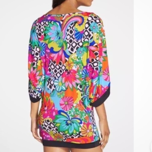 Trina Turk Multicolor Balboa Tunic Swim Cover Beach Tropical Womens Size Large - Picture 11 of 11